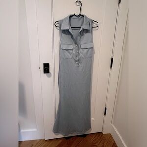 Small Sleeveless Polo Midi Dress - Light Blue